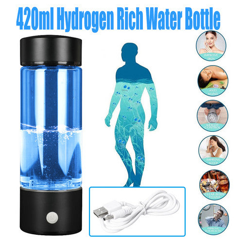 Random Color 420ml Portable Hydrogen Rich Water Bottle Rich Hydrogen Water Generator USB AU V201-RHD0420BL8AU