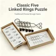 Collectible Mechanical Brain Teaser Retro Five Linked Rings Puzzle Desktop Decor