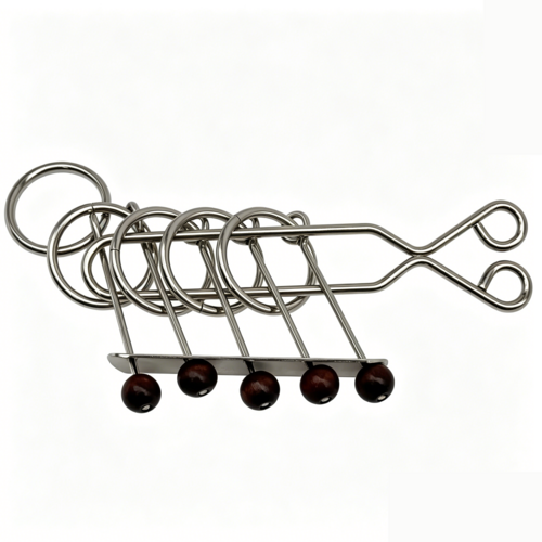 Collectible Mechanical Brain Teaser Retro Five Linked Rings Puzzle Desktop Decor