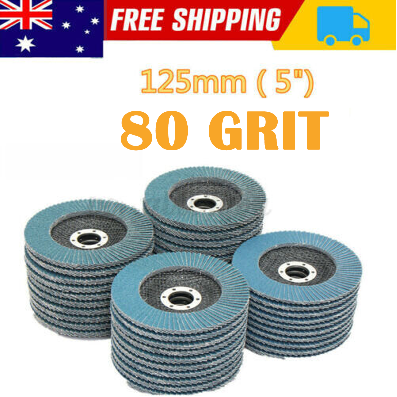 20 PCS 80 Grit Grinding Wheel 5'' 125MM Angle Grinder Flap Sanding Disc AU V201-ROND0080BU8AU