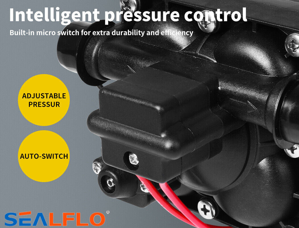 12V Caravan Water Pump High Pressure Self-priming rv Camping Boat 55PSI 11.3L/M V201-SFLO0012BL9AU