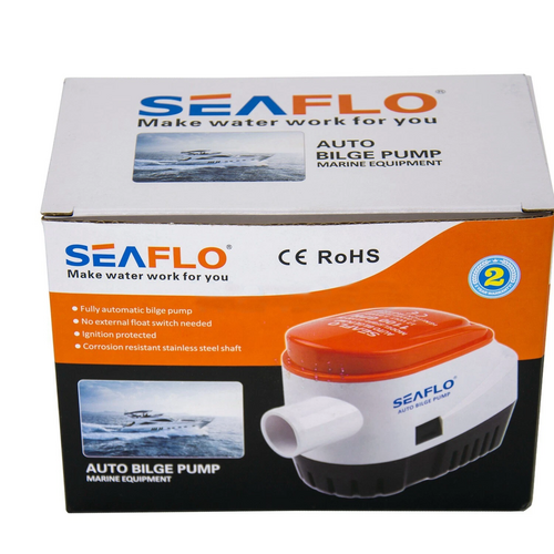 SEAFLO 12V 750GPH Automatic Bilge Pump Marine Boat Auto Submersible Pump V201-SFLO0750OR8AUA
