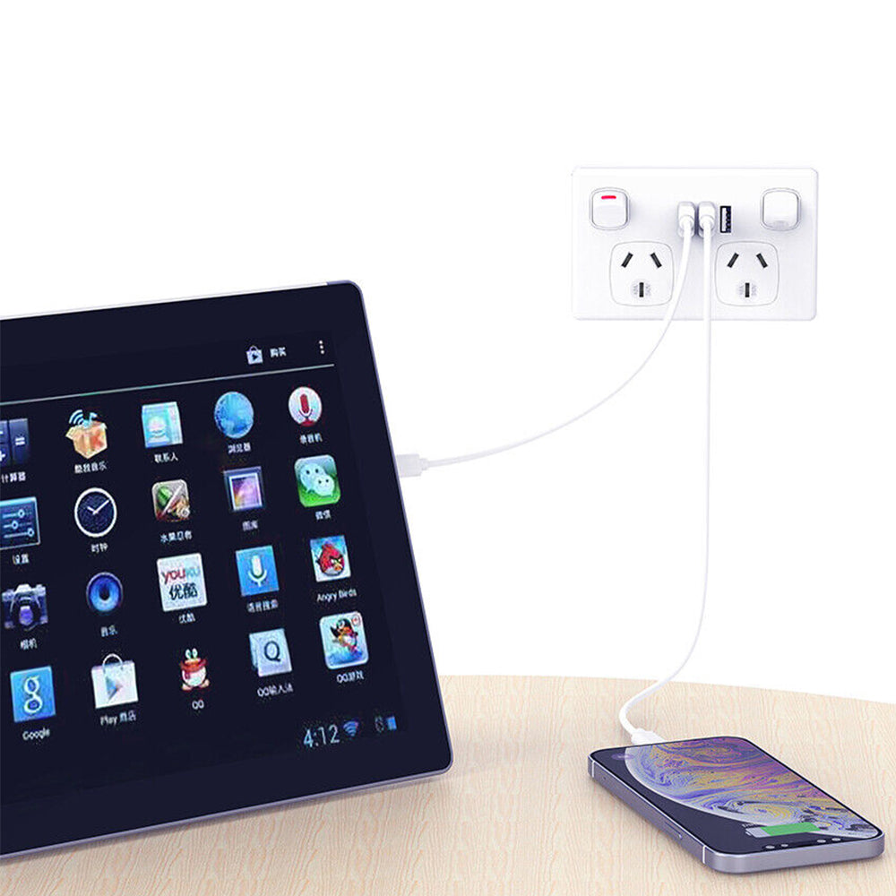 5PCS Double Power Point Dual USB+Type-C GPO Fast Charge 3.6 amp Wall Outlet V201-SKT0201WH8-5AU