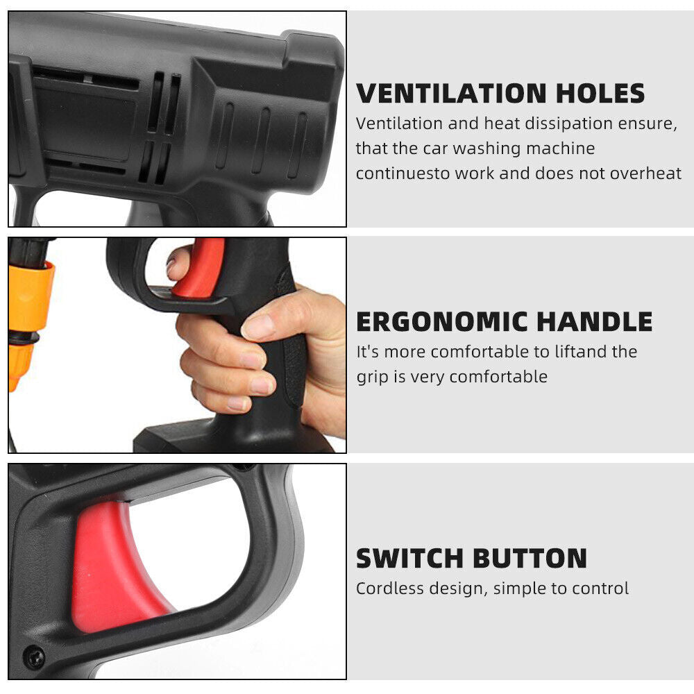 Electric Car Pressure Washer Cordless Spray Gun W/ 2 Battery Water Cleaner Tool V201-SPRAY02BL8AU