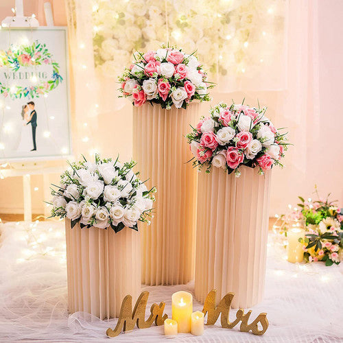 3 PCS Carboard Round Plinth Cylinder Pedestal Wedding Flower Display Stand V201-SUN0003WH8AU
