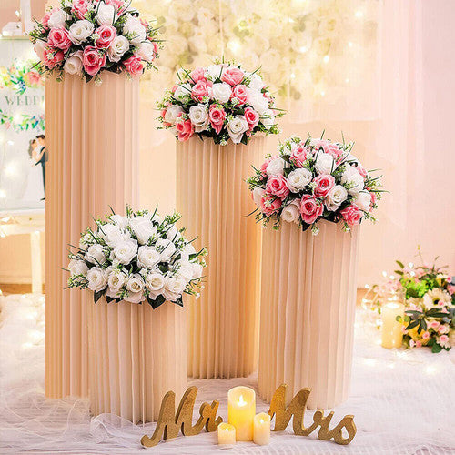 4 Hard Carboard Display Stand Round Plinth Cylinder Pedestal Wedding Flower V201-SUN0004WH8AU