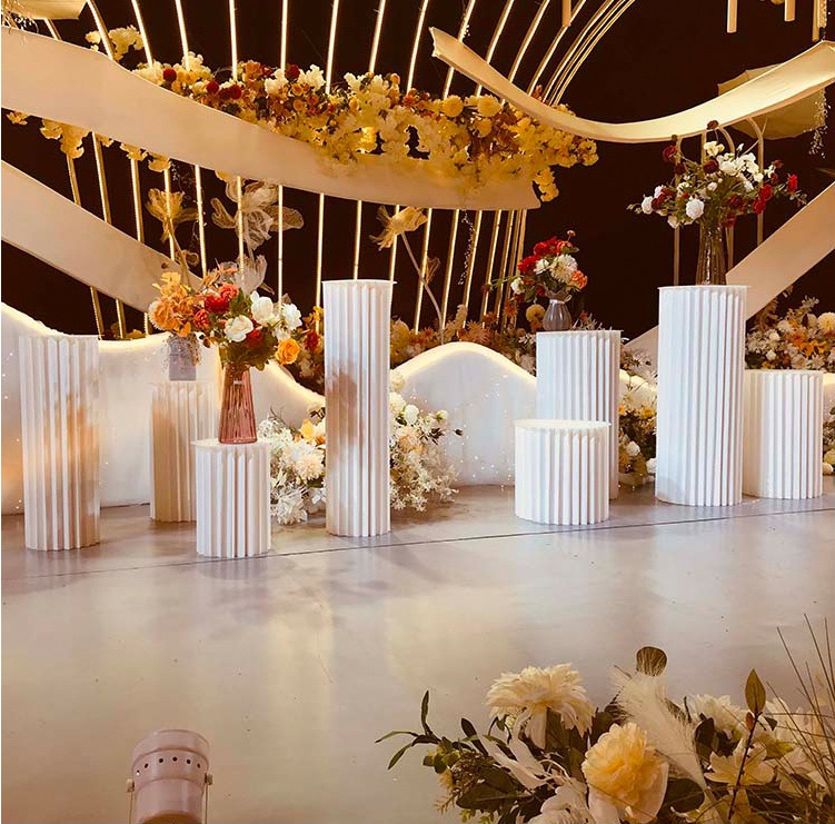 4 Hard Carboard Display Stand Round Plinth Cylinder Pedestal Wedding Flower V201-SUN0004WH8AU