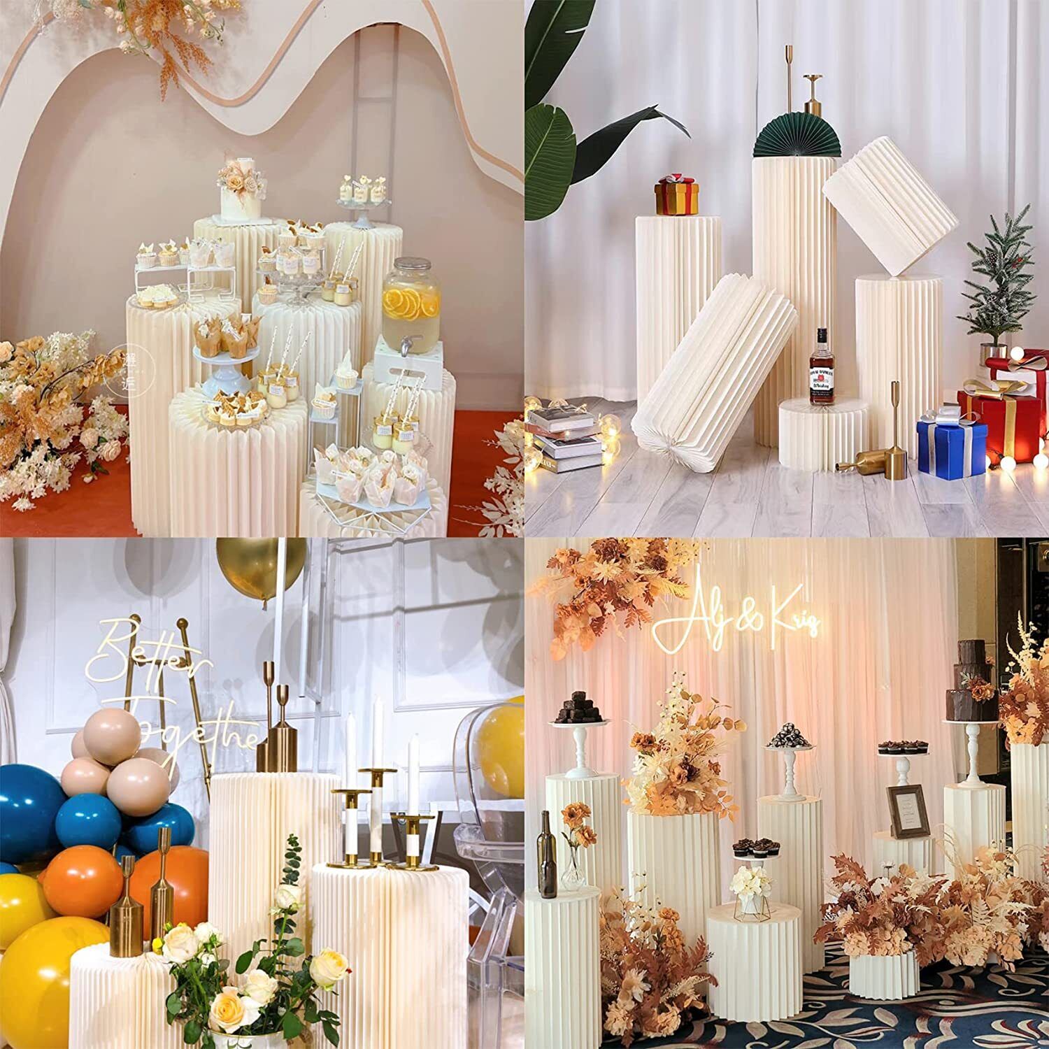 4 Hard Carboard Display Stand Round Plinth Cylinder Pedestal Wedding Flower V201-SUN0004WH8AU
