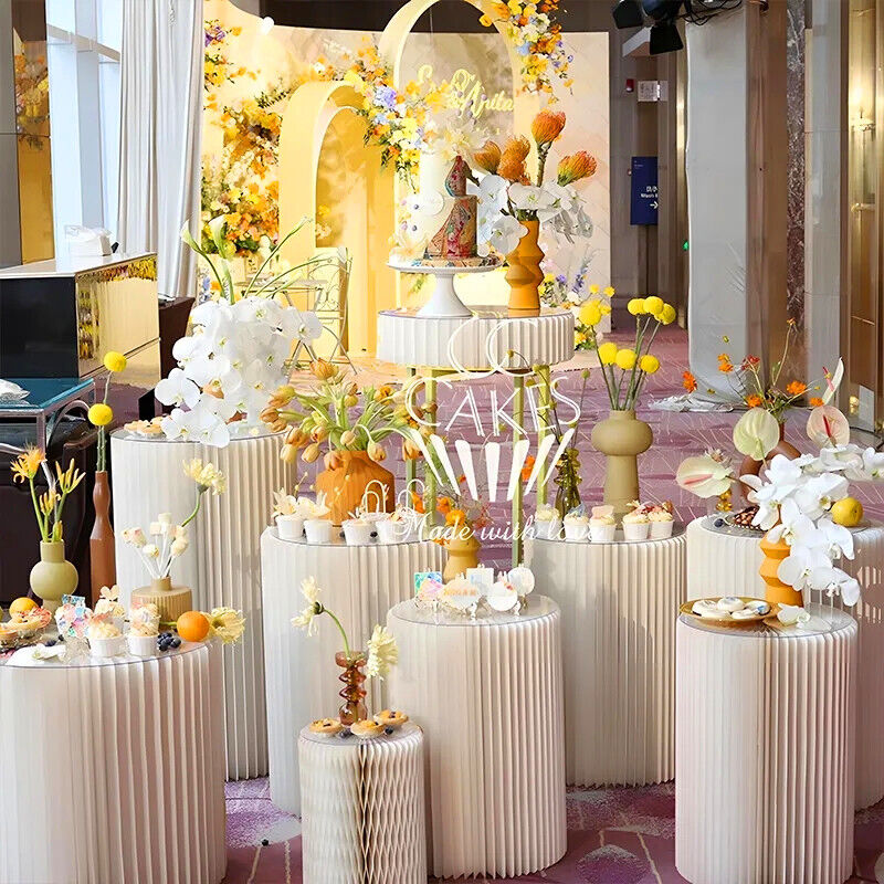 5 Hard Carboard Display Stand Round Plinth Cylinder Pedestal Wedding Flower V201-SUN0005WH8AU