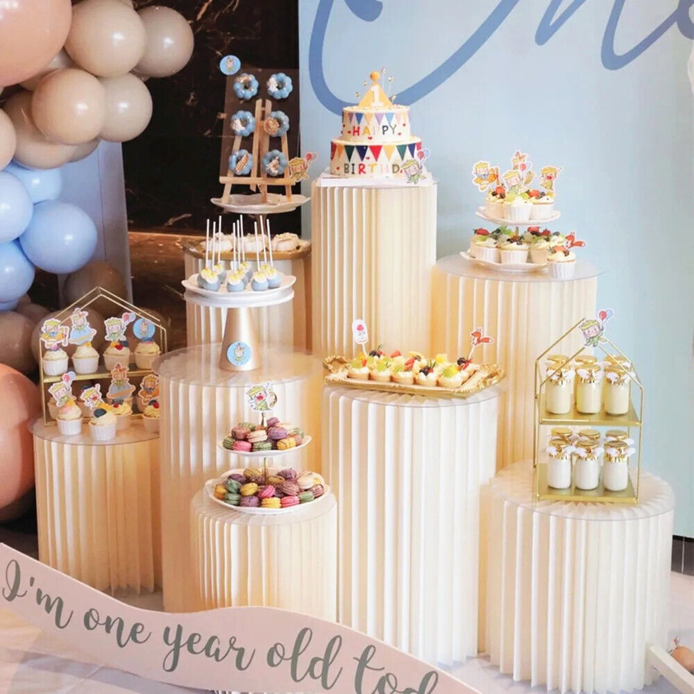 5 Hard Carboard Display Stand Round Plinth Cylinder Pedestal Wedding Flower V201-SUN0005WH8AU