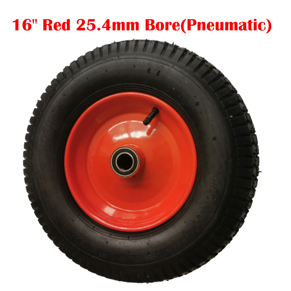 16" Red 25.4mm Bore(Pneumatic) Tire Steel Rim for Hand Trolley Cart V201-TIRE1625RE1AU