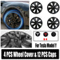 4PCS Wheel Cover Caps 19Inch ABS Black Rim Hubcap Hub Cap For Tesla Model Y V201-TSLY0019BL8AU