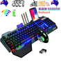 104 Keys Wireless Gaming Keyboard Mouse Set+Mouse Pad, RGB LED Backlit PC/Laptop Black-Rainbow V201-W10877049