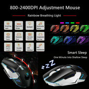 104 Keys Wireless Gaming Keyboard Mouse Set+Mouse Pad, RGB LED Backlit PC/Laptop Black-RGB V201-W10916988
