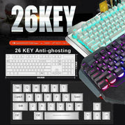 104 Keys Wireless Gaming Keyboard Mouse Set+Mouse Pad, RGB LED Backlit PC/Laptop Black-RGB V201-W10916988