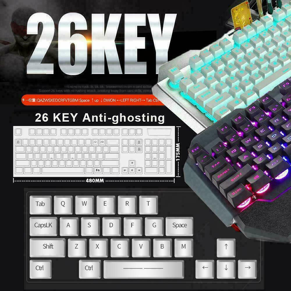 104 Keys Wireless Gaming Keyboard Mouse Set+Mouse Pad, RGB LED Backlit PC/Laptop Black-RGB V201-W10916988
