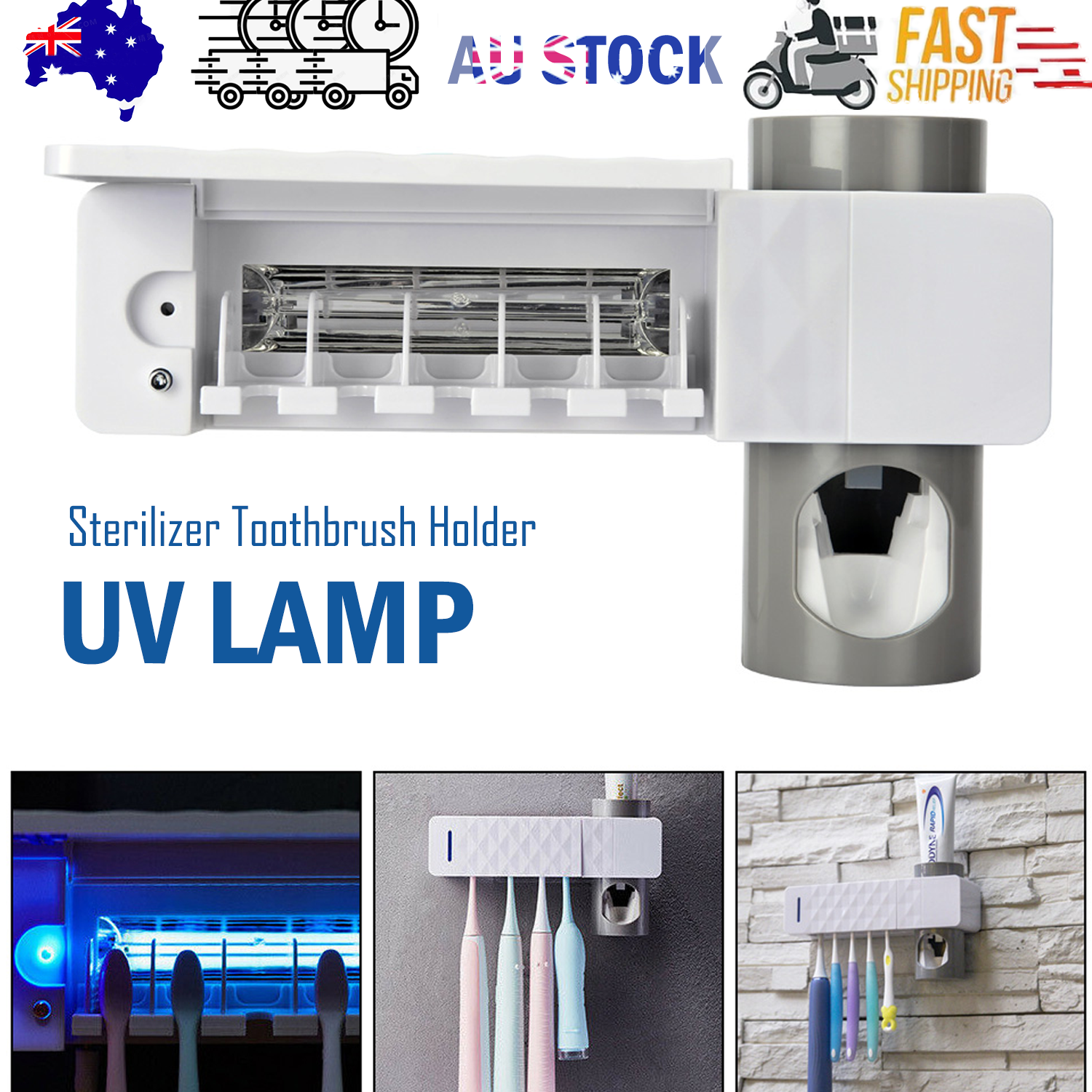 UV Lamp Sterilizer Toothbrush Holder Bathroom Automatic Toothpaste Health Clean V201-W10930499