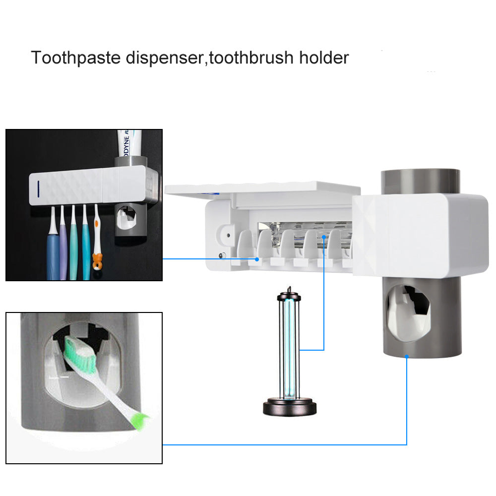 UV Lamp Sterilizer Toothbrush Holder Bathroom Automatic Toothpaste Health Clean V201-W10930499