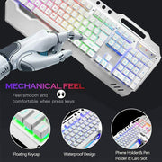 104 Keys Wireless Gaming Keyboard Mouse Set+Mouse Pad, RGB LED Backlit PC/Laptop White-RGB V201-W11043639