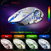 104 Keys Wireless Gaming Keyboard Mouse Set+Mouse Pad, RGB LED Backlit PC/Laptop White-RGB V201-W11043639