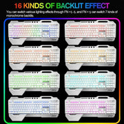 104 Keys Wireless Gaming Keyboard Mouse Set+Mouse Pad, RGB LED Backlit PC/Laptop White-RGB V201-W11043639