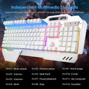 104 Keys Wireless Gaming Keyboard Mouse Set+Mouse Pad, RGB LED Backlit PC/Laptop White-RGB V201-W11043639