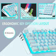 104 Keys Wireless Gaming Keyboard Mouse Set+Mouse Pad, RGB LED Backlit PC/Laptop White-RGB V201-W11043639