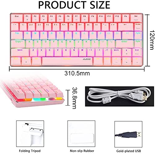 AK33 82 keys Compact Gaming Mechanical Keyboard with Anti-ghosting Keys for Game V201-W11325495