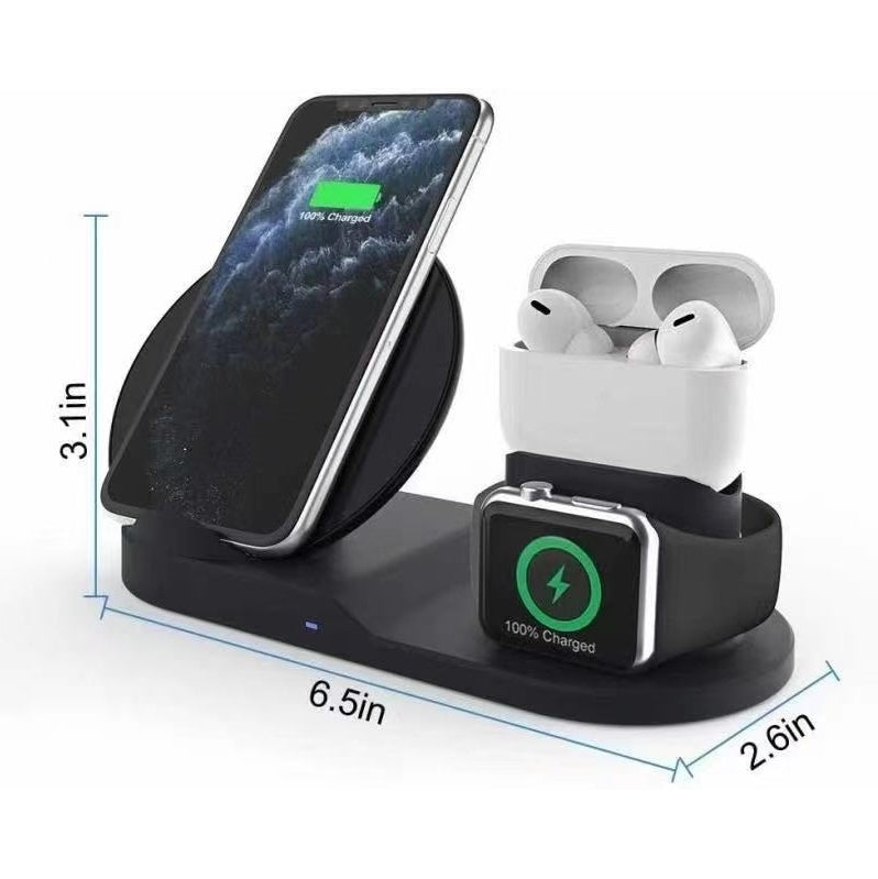N30 3 in 1 Wireless Charger Qi Fast Charger Stand for iPhone/Samsung/Airpods/Apple Watch-Black V201-W11325558