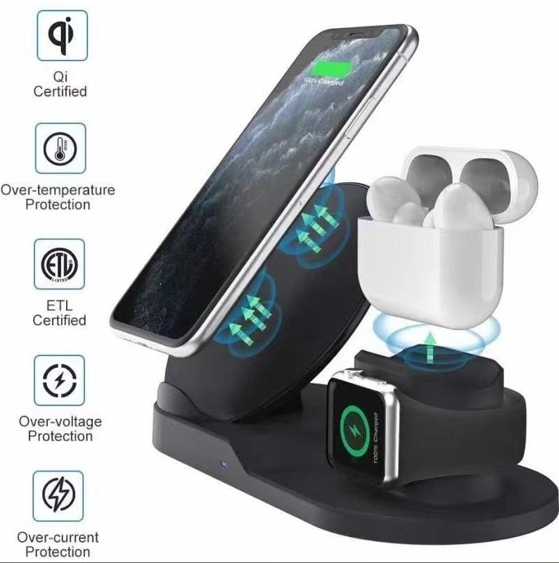 N30 3 in 1 Wireless Charger Qi Fast Charger Stand for iPhone/Samsung/Airpods/Apple Watch-Black V201-W11325558