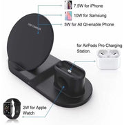 N30 3 in 1 Wireless Charger Qi Fast Charger Stand for iPhone/Samsung/Airpods/Apple Watch-Black V201-W11325558