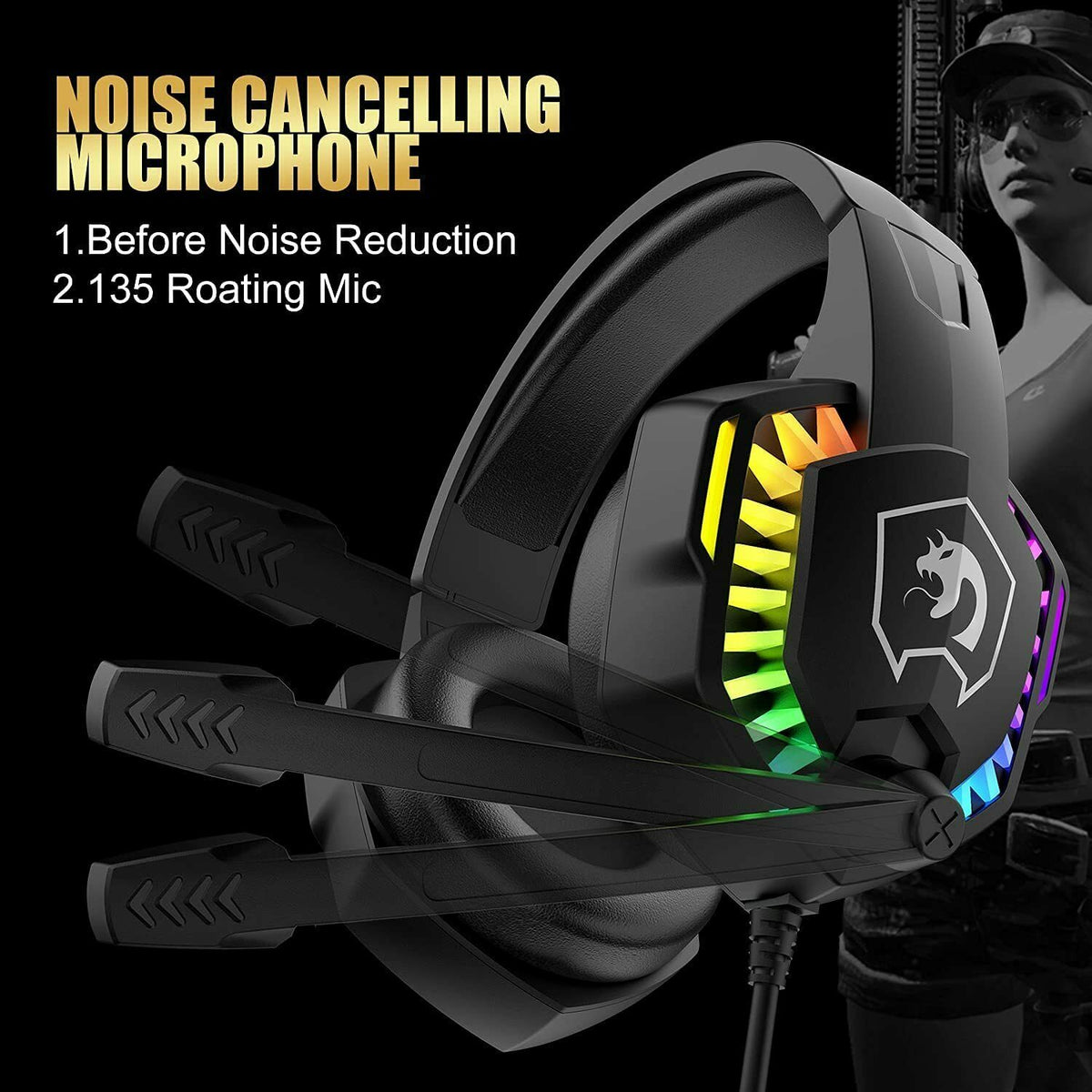 Gaming Keyboard & Mouse & Headset & Mousepad Set RGB Backlit Wired for PC Laptop V201-W11439577