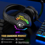 Gaming Keyboard & Mouse & Headset & Mousepad Set RGB Backlit Wired for PC Laptop V201-W11439577
