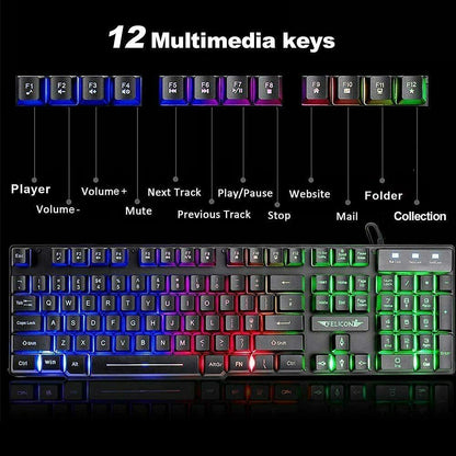 Gaming Keyboard & Mouse & Headset & Mousepad Set RGB Backlit Wired for PC Laptop V201-W11439577
