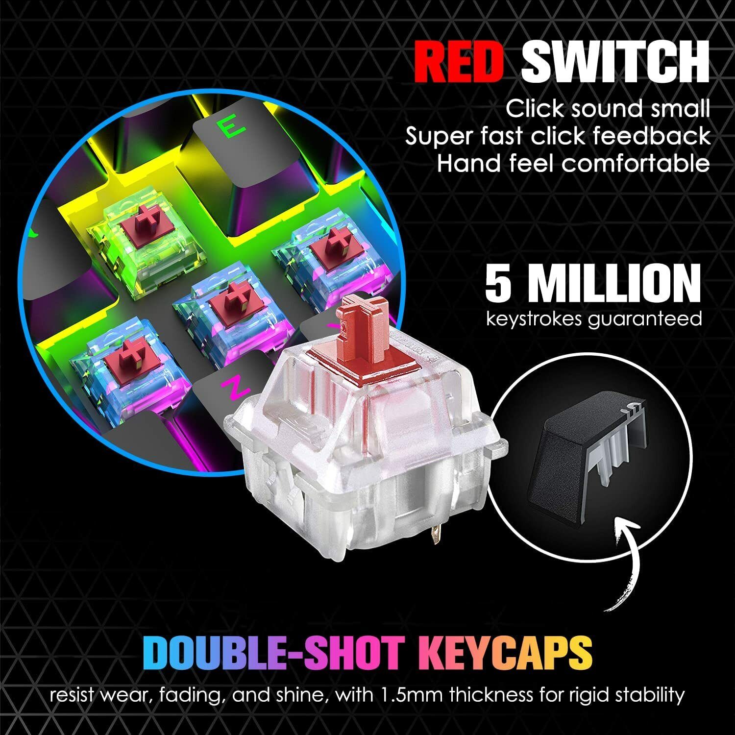 67 Keys Layout Design Mechanical Gaming Keyboard PC PS4 RGB Backlight Wired USB Black V201-W11564683