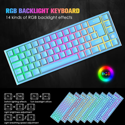 67 Keys Layout Design Mechanical Gaming Keyboard PC PS4 RGB Backlight Wired USB Blue V201-W11564684