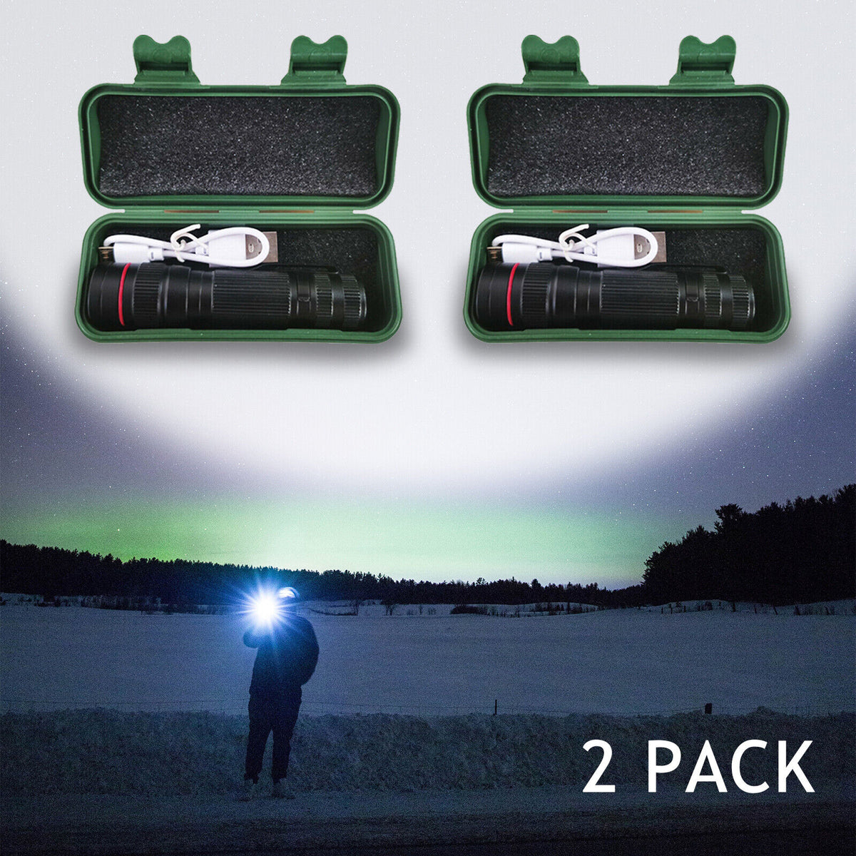 2x Mini Tactical Flashlight Small LED Torch 3 Mode Super Bright Light Clip Lamp V201-W11598118