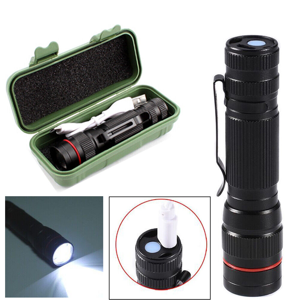 2x Mini Tactical Flashlight Small LED Torch 3 Mode Super Bright Light Clip Lamp V201-W11598118