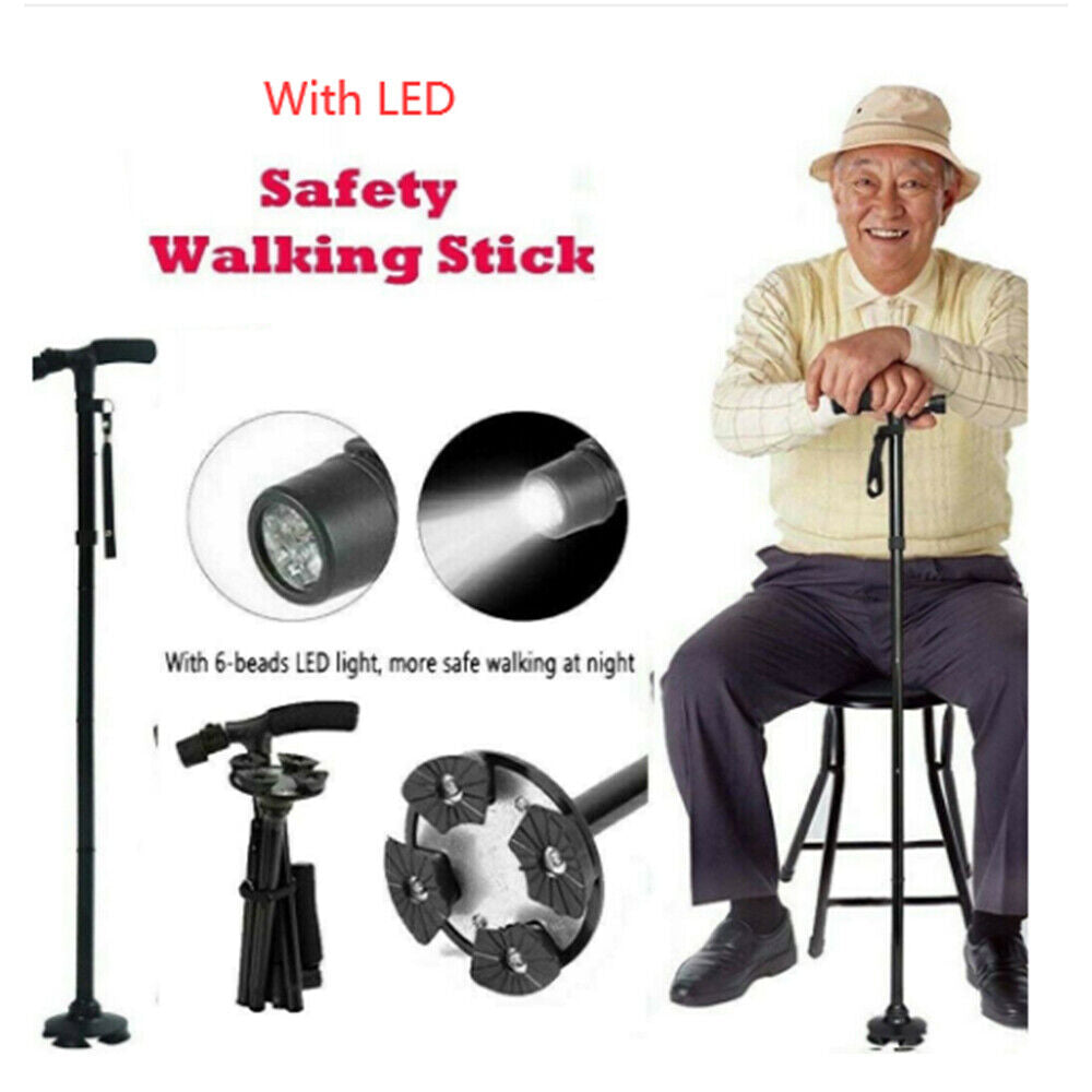 Walking Stick Cane Folding Handle Adjustable fixed LED Light Aid Holder Lighting V201-W11598221
