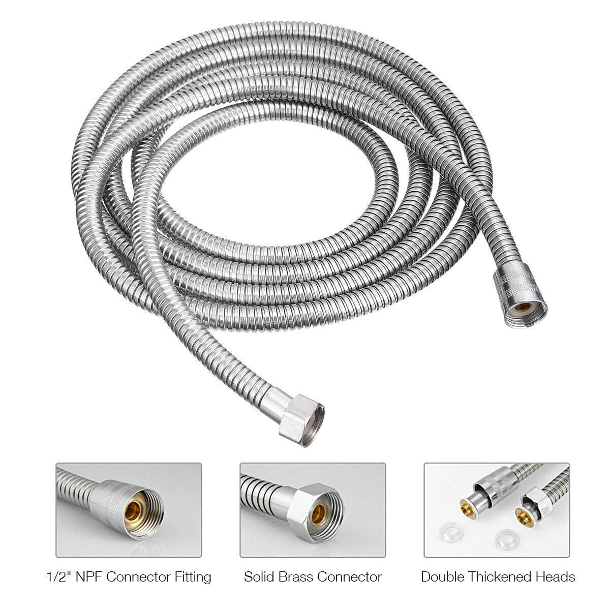 5 FT Handheld Shower Head Hose 1.5m Bathroom Stainless Steel Shower Water Tube V201-W11598241