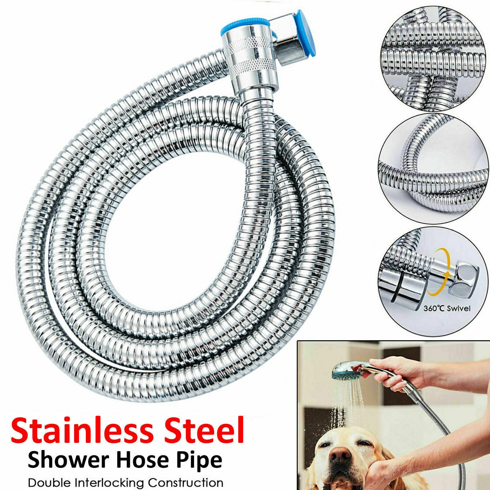 3m Shower Head Hose Stainless Steel Bathroom Flexible Tube Replacement Pipe AU V201-W11598243