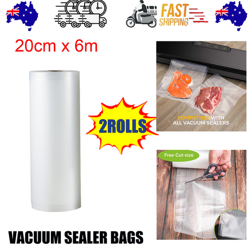 2ROLLS 20CM Vacuum Sealer Bags Rolls Vaccum Food Saver Storage Seal 6M V201-W11820285