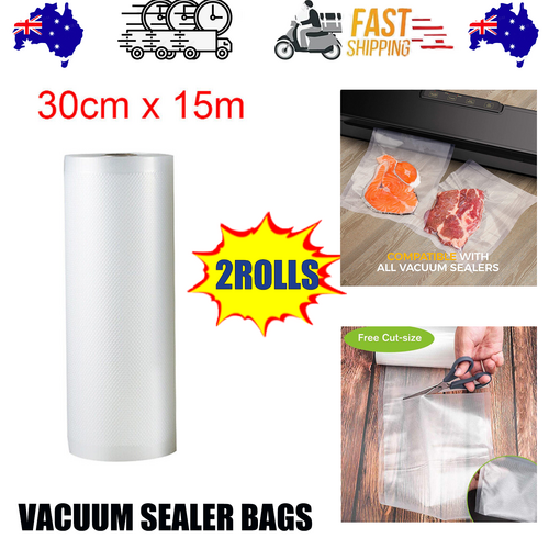 2ROLLS 30CM Vacuum Sealer Bags Rolls Vaccum Food Saver Storage Seal 15M V201-W11820299