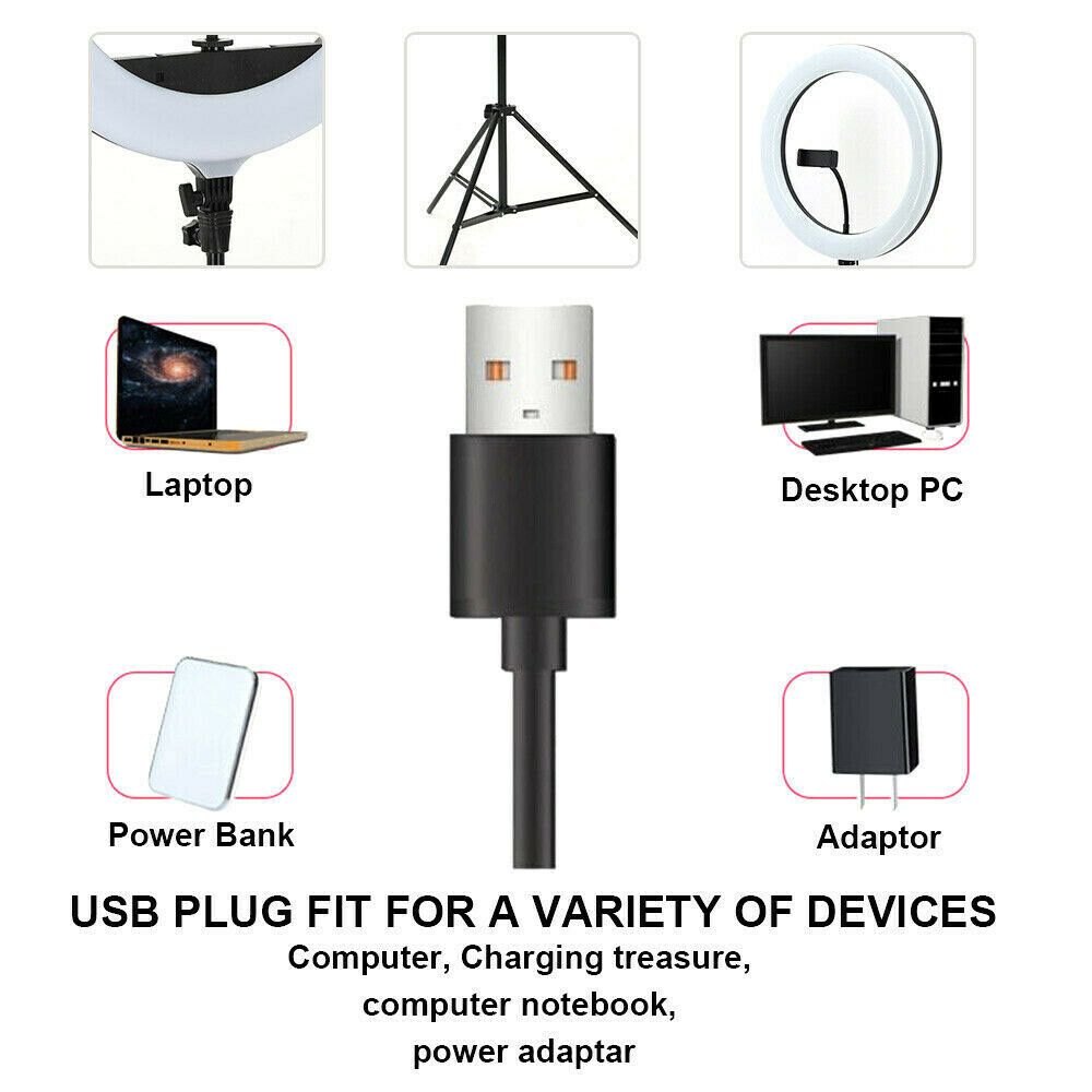 120cm 10"LED Ring Light Dimmable Lighting Kit Phone+Selfie Tripod Makeup Live Lamp V201-W11877745