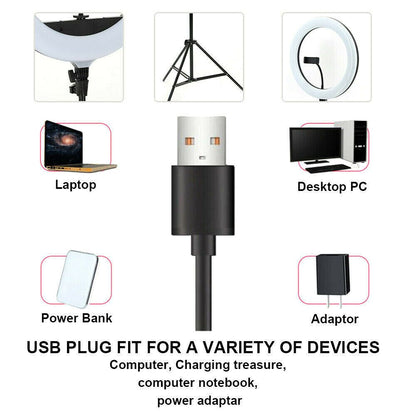 120cm 10"LED Ring Light Dimmable Lighting Kit Phone+Selfie Tripod Makeup Live Lamp V201-W11877745