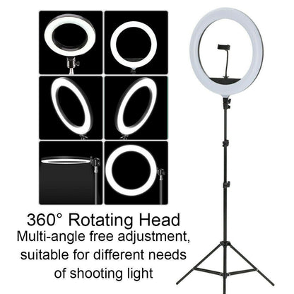 120cm 10"LED Ring Light Dimmable Lighting Kit Phone+Selfie Tripod Makeup Live Lamp V201-W11877745