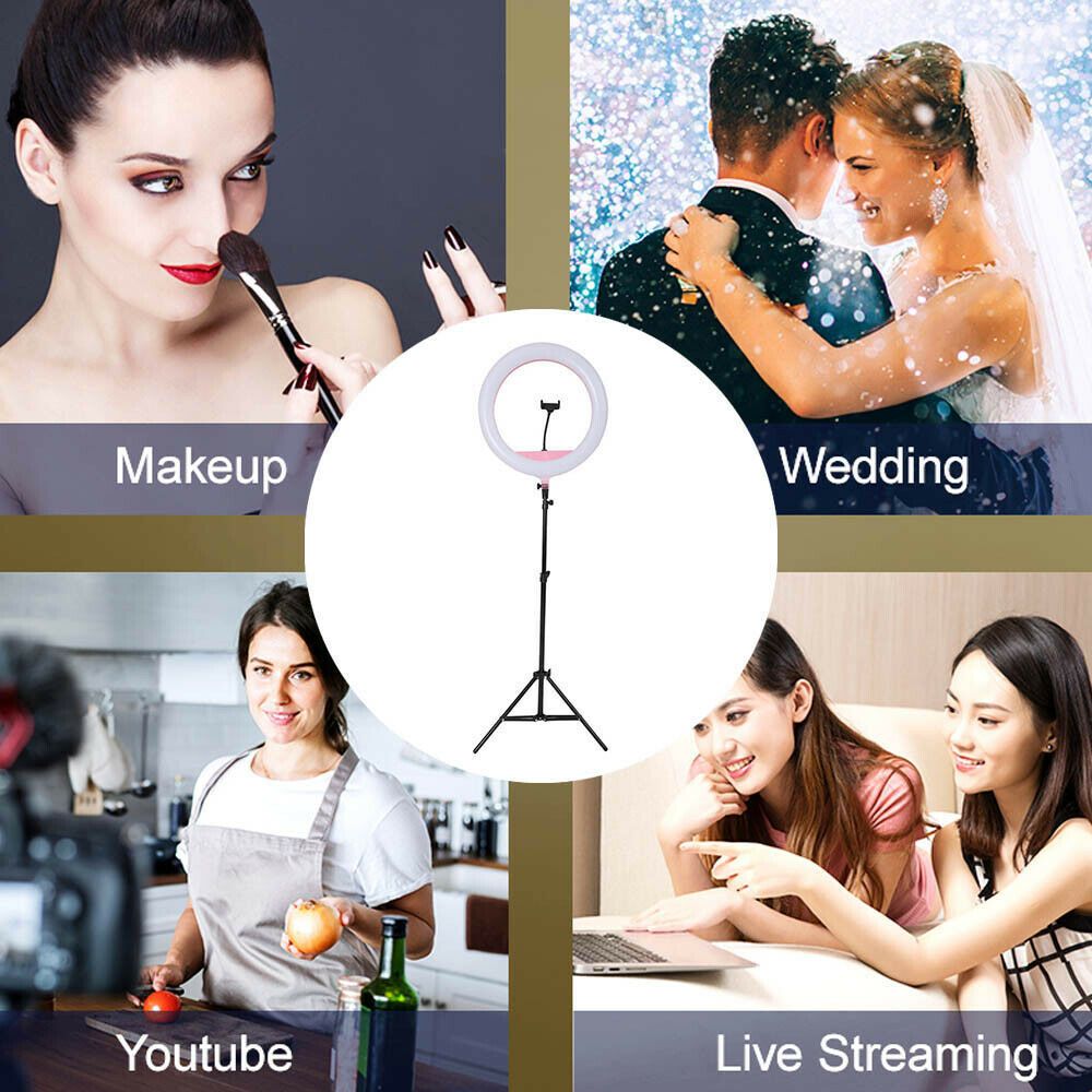 120cm 10"LED Ring Light Dimmable Lighting Kit Phone+Selfie Tripod Makeup Live Lamp V201-W11877745