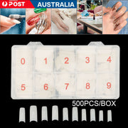 500Pcs Fake French Nail Tips White Clear Stiletto False Gel Pointy Art Acrylic V201-W11877773