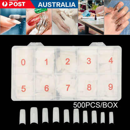 500Pcs Fake French Nail Tips White Clear Stiletto False Gel Pointy Art Acrylic V201-W11877773