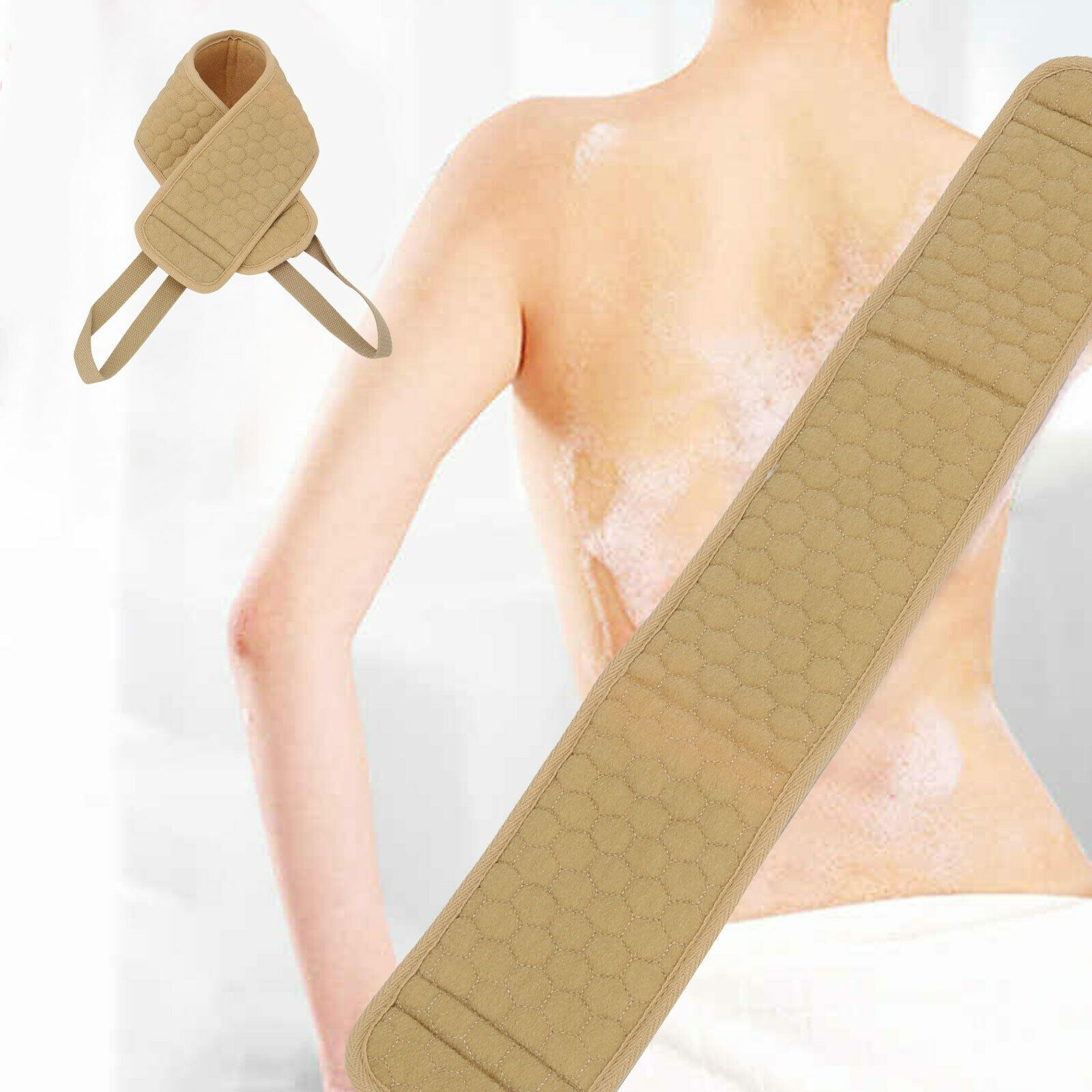 Exfoliating Back Scrubber Bath Shower Strap Loofah Spa Skin Body Sponge Brush AU V201-W11877784